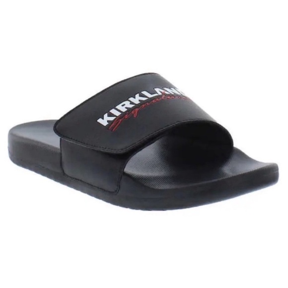 NWT Kirkland Signature Logo Slide Sandal BLACK - MEN sizes - Picture 2 of 8